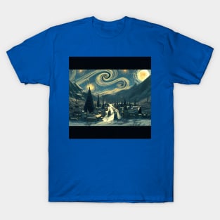 Starry Night Over Hogsmeade Village T-Shirt